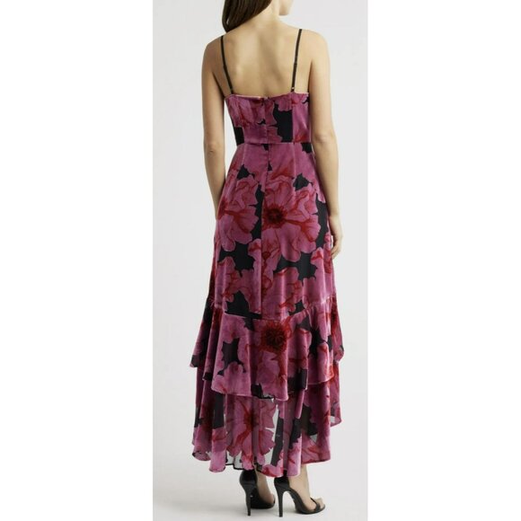 Hutch Floral Velvet Ruffle High Low Romantic Maxi Dress NWT Size 4 - Picture 5 of 11